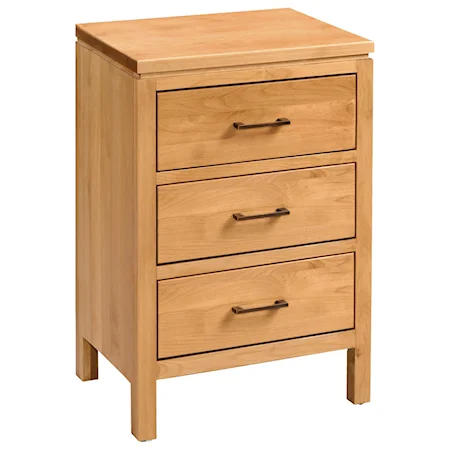 3 Drawer Night Stand with Oil Rubbed Handle Hardware